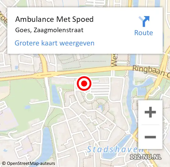 Locatie op kaart van de 112 melding: Ambulance Met Spoed Naar Goes, Zaagmolenstraat op 3 februari 2018 23:30