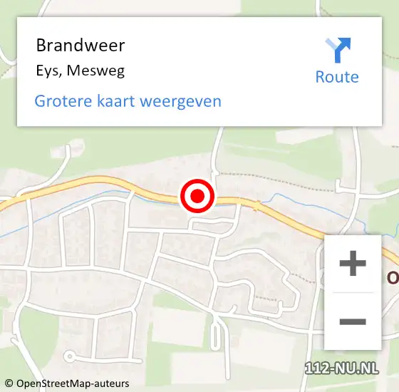 Locatie op kaart van de 112 melding: Brandweer Eys, Mesweg op 3 februari 2018 23:50