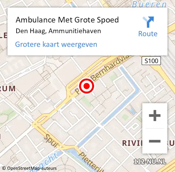 Locatie op kaart van de 112 melding: Ambulance Met Grote Spoed Naar Den Haag, Ammunitiehaven op 3 februari 2018 23:58