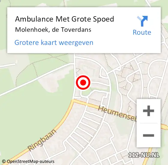 Locatie op kaart van de 112 melding: Ambulance Met Grote Spoed Naar Molenhoek, de Toverdans op 4 februari 2018 01:02