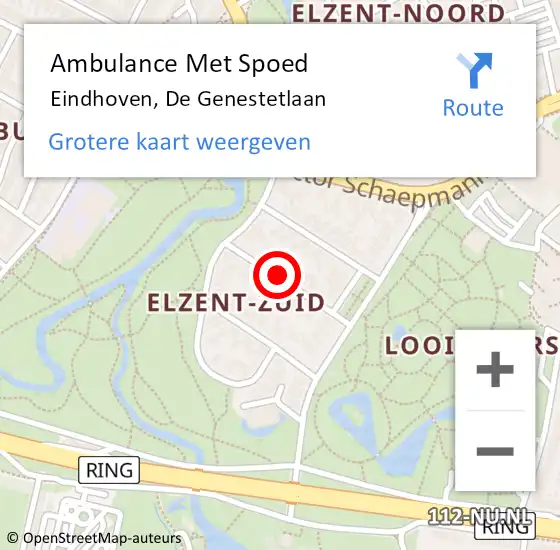 Locatie op kaart van de 112 melding: Ambulance Met Spoed Naar Eindhoven, De Genestetlaan op 4 februari 2018 01:36