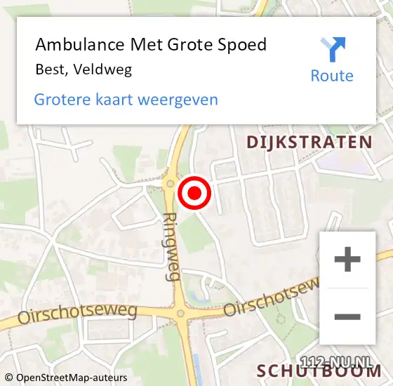 Locatie op kaart van de 112 melding: Ambulance Met Grote Spoed Naar Best, Veldweg op 4 februari 2018 02:30