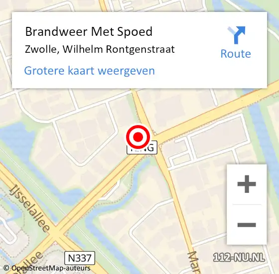 Locatie op kaart van de 112 melding: Brandweer Met Spoed Naar Zwolle, Wilhelm Rontgenstraat op 15 februari 2014 07:19