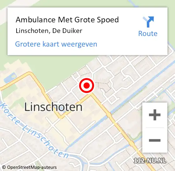 Locatie op kaart van de 112 melding: Ambulance Met Grote Spoed Naar Linschoten, De Duiker op 4 februari 2018 04:20