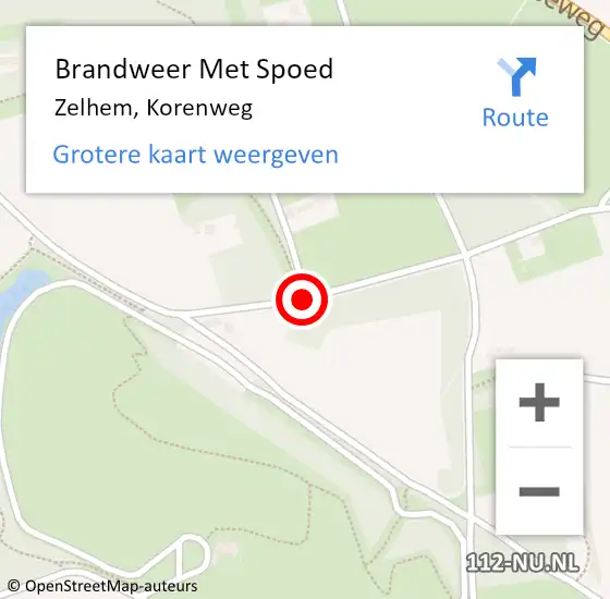 Locatie op kaart van de 112 melding: Brandweer Met Spoed Naar Zelhem, Korenweg op 15 februari 2014 07:33