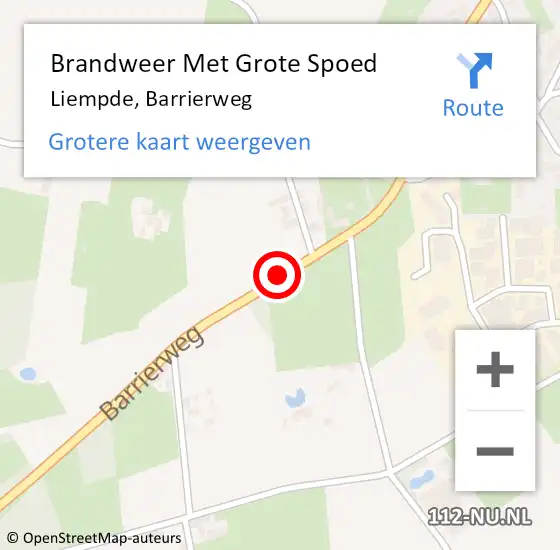 Locatie op kaart van de 112 melding: Brandweer Met Grote Spoed Naar Liempde, Barrierweg op 4 februari 2018 07:00