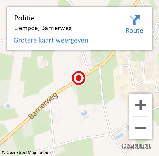 Locatie op kaart van de 112 melding: Politie Liempde, Barrierweg op 4 februari 2018 07:01