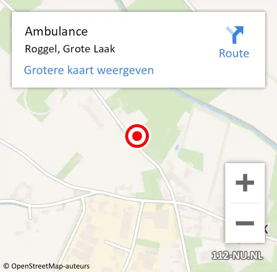 Locatie op kaart van de 112 melding: Ambulance Roggel, Grote Laak op 4 februari 2018 07:38