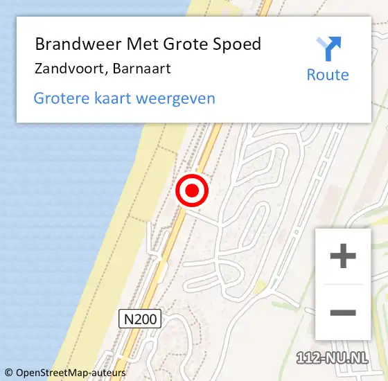 Locatie op kaart van de 112 melding: Brandweer Met Grote Spoed Naar Zandvoort, Boulevard Barnaart op 4 februari 2018 09:04