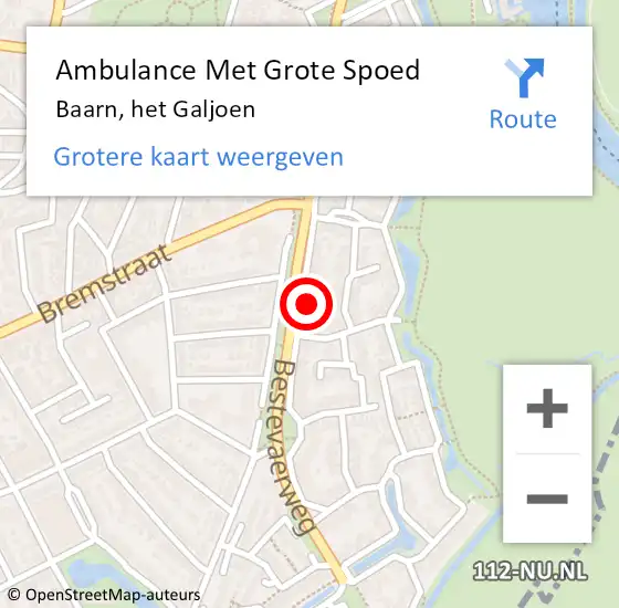 Locatie op kaart van de 112 melding: Ambulance Met Grote Spoed Naar Baarn, het Galjoen op 4 februari 2018 09:07