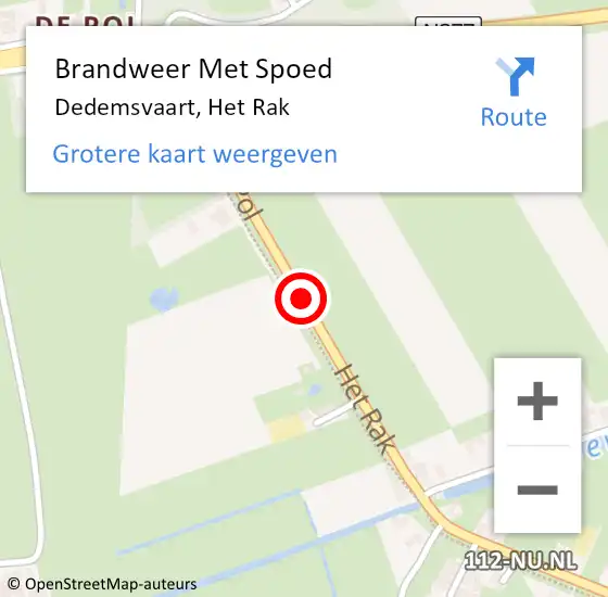 Locatie op kaart van de 112 melding: Brandweer Met Spoed Naar Dedemsvaart, Het Rak op 4 februari 2018 09:17