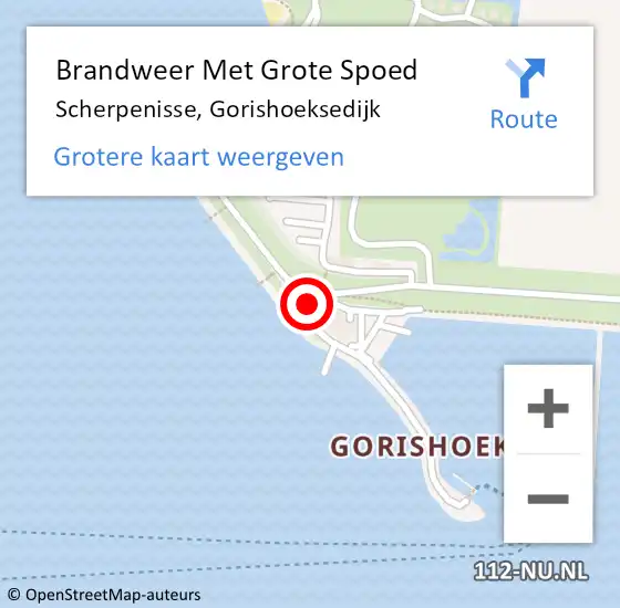 Locatie op kaart van de 112 melding: Brandweer Met Grote Spoed Naar Scherpenisse, Gorishoeksedijk op 4 februari 2018 09:28