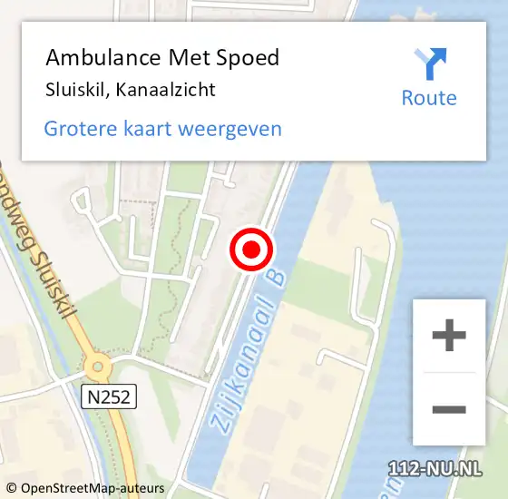 Locatie op kaart van de 112 melding: Ambulance Met Spoed Naar Sluiskil, Kanaalzicht op 4 februari 2018 09:48