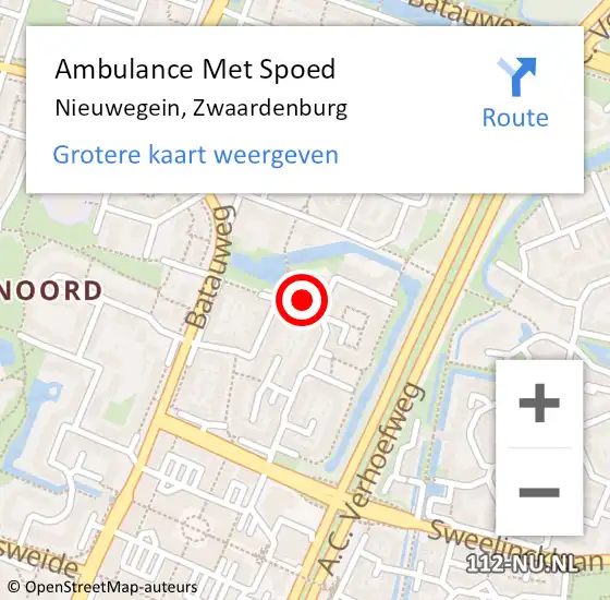 Locatie op kaart van de 112 melding: Ambulance Met Spoed Naar Nieuwegein, Zwaardenburg op 4 februari 2018 09:51
