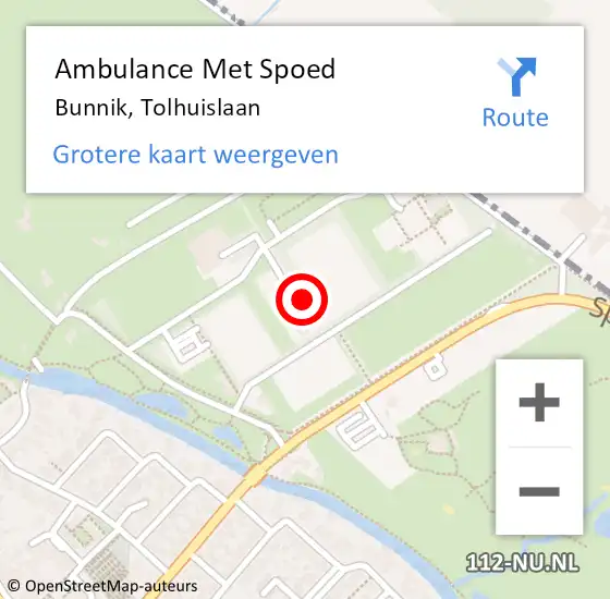 Locatie op kaart van de 112 melding: Ambulance Met Spoed Naar Bunnik, Tolhuislaan op 4 februari 2018 10:47