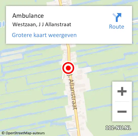 Locatie op kaart van de 112 melding: Ambulance Westzaan, J J Allanstraat op 4 februari 2018 10:50