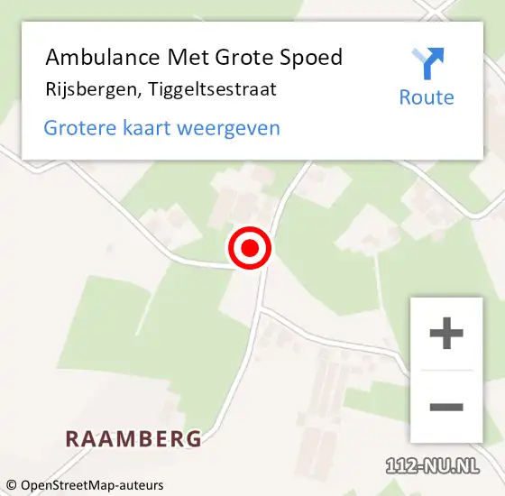 Locatie op kaart van de 112 melding: Ambulance Met Grote Spoed Naar Rijsbergen, Tiggeltsestraat op 4 februari 2018 10:51