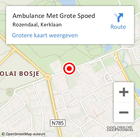 Locatie op kaart van de 112 melding: Ambulance Met Grote Spoed Naar Rozendaal, Kerklaan op 4 februari 2018 11:02