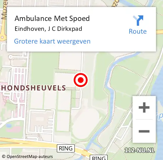 Locatie op kaart van de 112 melding: Ambulance Met Spoed Naar Eindhoven, J C Dirkxpad op 4 februari 2018 12:31