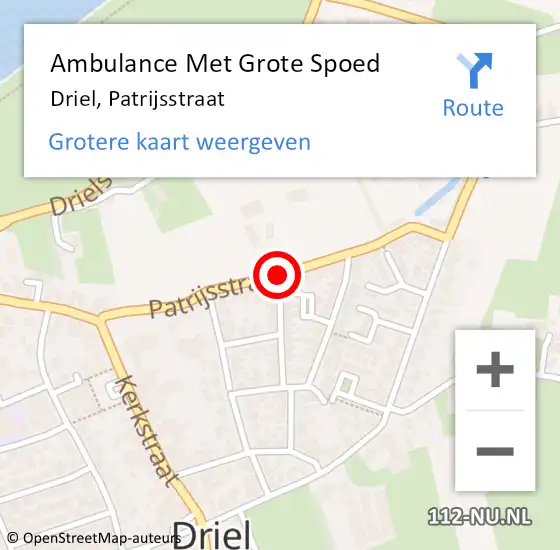 Locatie op kaart van de 112 melding: Ambulance Met Grote Spoed Naar Driel, Patrijsstraat op 4 februari 2018 12:36