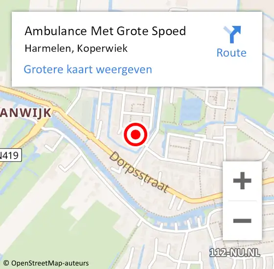 Locatie op kaart van de 112 melding: Ambulance Met Grote Spoed Naar Harmelen, Koperwiek op 4 februari 2018 12:45