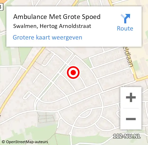 Locatie op kaart van de 112 melding: Ambulance Met Grote Spoed Naar Swalmen, Hertog Arnoldstraat op 4 februari 2018 12:50