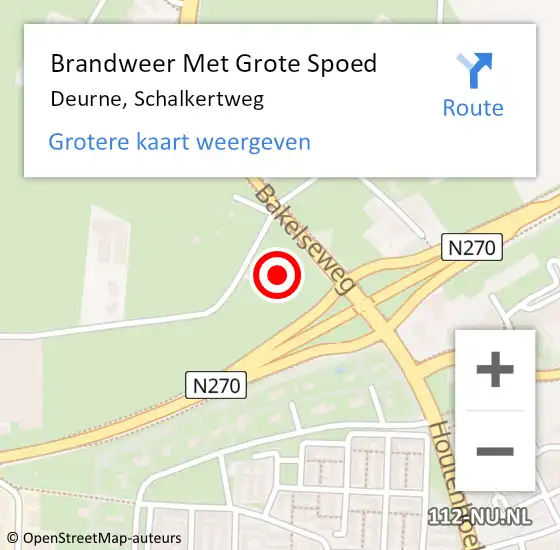 Locatie op kaart van de 112 melding: Brandweer Met Grote Spoed Naar Deurne, Schalkertweg op 4 februari 2018 13:11