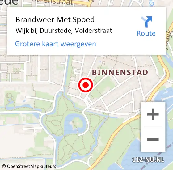 Locatie op kaart van de 112 melding: Brandweer Met Spoed Naar Wijk bij Duurstede, Volderstraat op 4 februari 2018 13:13