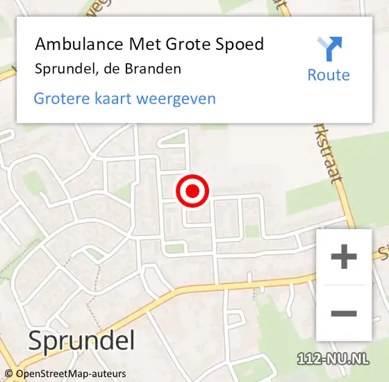 Locatie op kaart van de 112 melding: Ambulance Met Grote Spoed Naar Sprundel, de Branden op 4 februari 2018 13:30