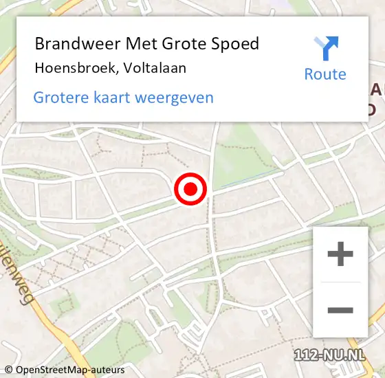 Locatie op kaart van de 112 melding: Brandweer Met Grote Spoed Naar Hoensbroek, Voltalaan op 4 februari 2018 13:52