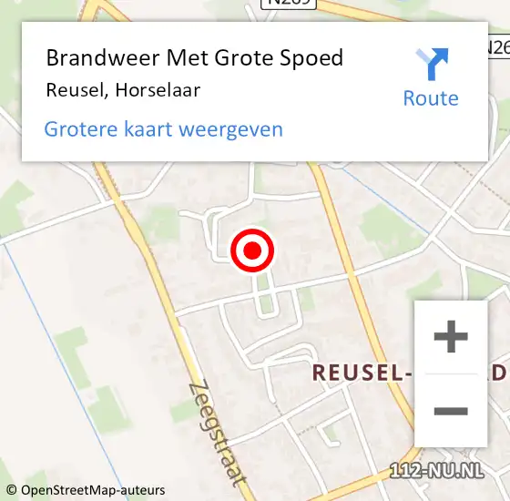 Locatie op kaart van de 112 melding: Brandweer Met Grote Spoed Naar Reusel, Horselaar op 4 februari 2018 14:05