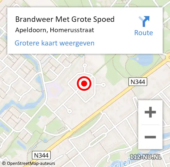 Locatie op kaart van de 112 melding: Brandweer Met Grote Spoed Naar Apeldoorn, Homerusstraat op 4 februari 2018 14:10