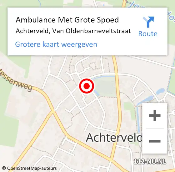 Locatie op kaart van de 112 melding: Ambulance Met Grote Spoed Naar Achterveld, Van Oldenbarneveltstraat op 4 februari 2018 14:43