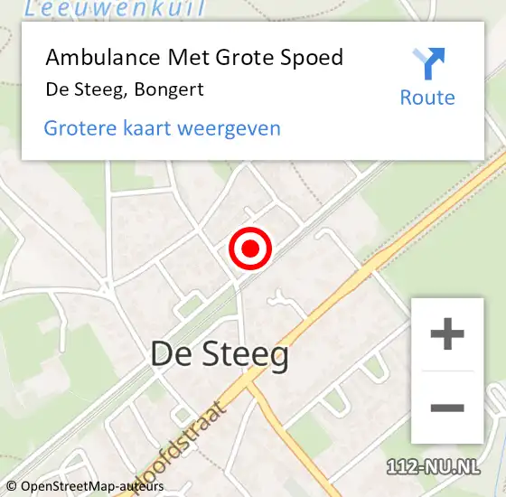 Locatie op kaart van de 112 melding: Ambulance Met Grote Spoed Naar De Steeg, Bongert op 4 februari 2018 15:11