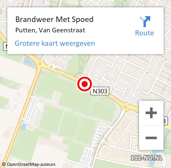 Locatie op kaart van de 112 melding: Brandweer Met Spoed Naar Putten, Van Geenstraat op 4 februari 2018 15:27