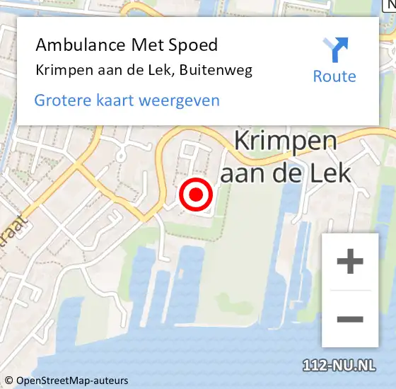 Locatie op kaart van de 112 melding: Ambulance Met Spoed Naar Krimpen aan de Lek, Buitenweg op 4 februari 2018 15:37