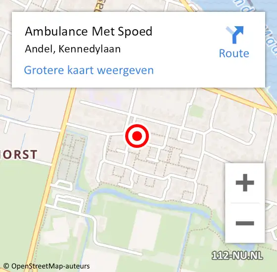 Locatie op kaart van de 112 melding: Ambulance Met Spoed Naar Andel, Kennedylaan op 4 februari 2018 16:00