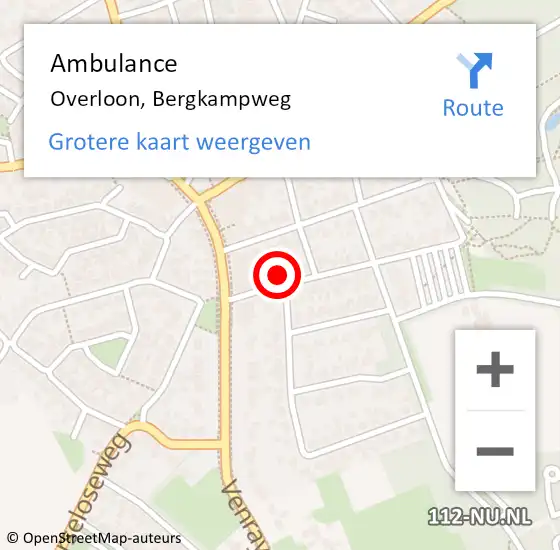 Locatie op kaart van de 112 melding: Ambulance Overloon, Bergkampweg op 4 februari 2018 16:16