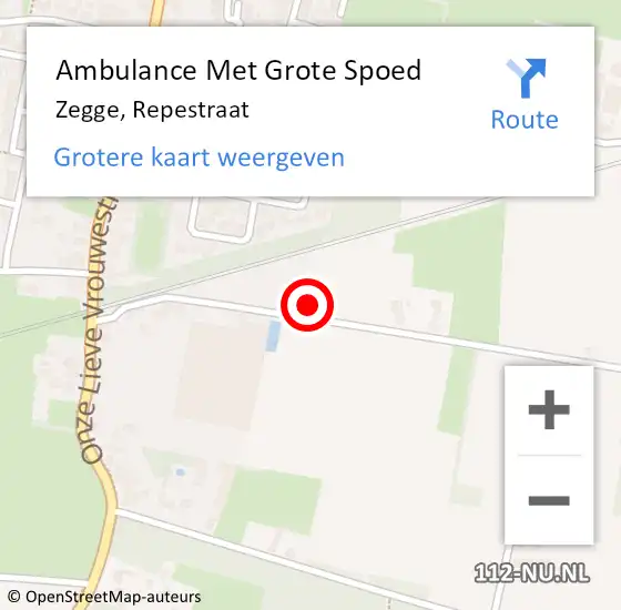 Locatie op kaart van de 112 melding: Ambulance Met Grote Spoed Naar Zegge, Repestraat op 4 februari 2018 16:54