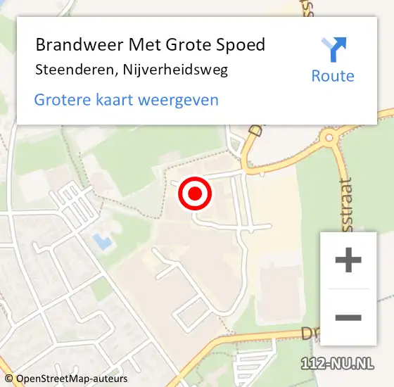 Locatie op kaart van de 112 melding: Brandweer Met Grote Spoed Naar Steenderen, Nijverheidsweg op 4 februari 2018 16:54