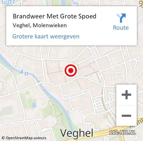 Locatie op kaart van de 112 melding: Brandweer Met Grote Spoed Naar Veghel, Molenwieken op 4 februari 2018 17:10