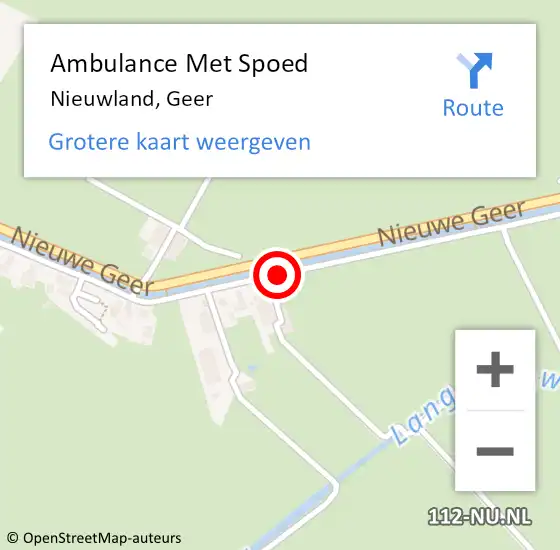 Locatie op kaart van de 112 melding: Ambulance Met Spoed Naar Nieuwland, Geer op 4 februari 2018 17:15