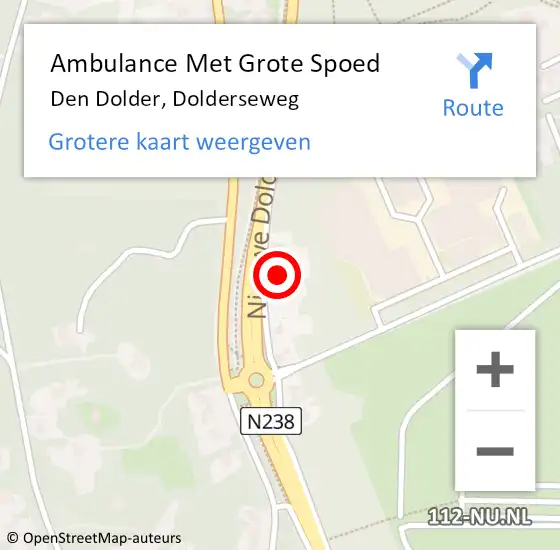 Locatie op kaart van de 112 melding: Ambulance Met Grote Spoed Naar Den Dolder, Dolderseweg op 15 februari 2014 08:45