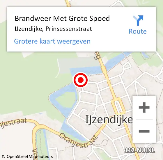 Locatie op kaart van de 112 melding: Brandweer Met Grote Spoed Naar IJzendijke, Prinsessenstraat op 4 februari 2018 18:06