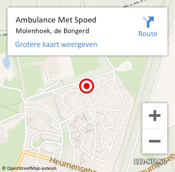 Locatie op kaart van de 112 melding: Ambulance Met Spoed Naar Molenhoek, de Bongerd op 4 februari 2018 18:34