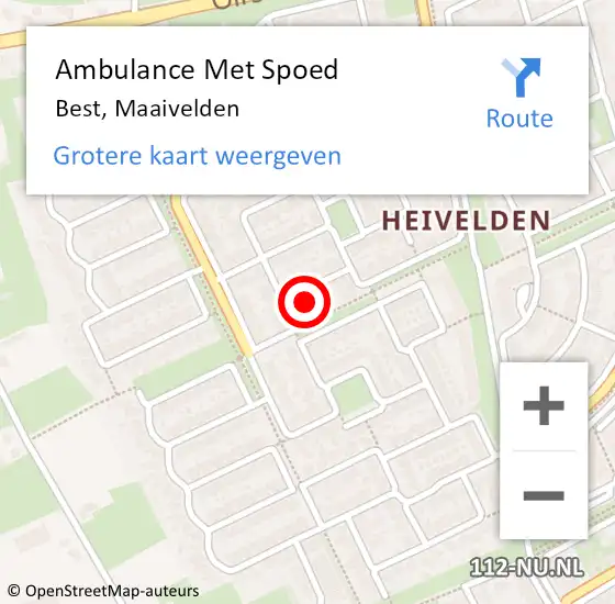 Locatie op kaart van de 112 melding: Ambulance Met Spoed Naar Best, Maaivelden op 4 februari 2018 18:48