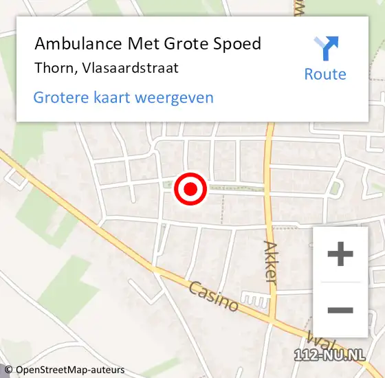 Locatie op kaart van de 112 melding: Ambulance Met Grote Spoed Naar Thorn, Vlasaardstraat op 4 februari 2018 19:09