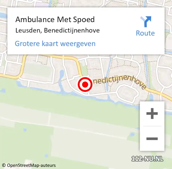 Locatie op kaart van de 112 melding: Ambulance Met Spoed Naar Leusden, Benedictijnenhove op 4 februari 2018 19:19