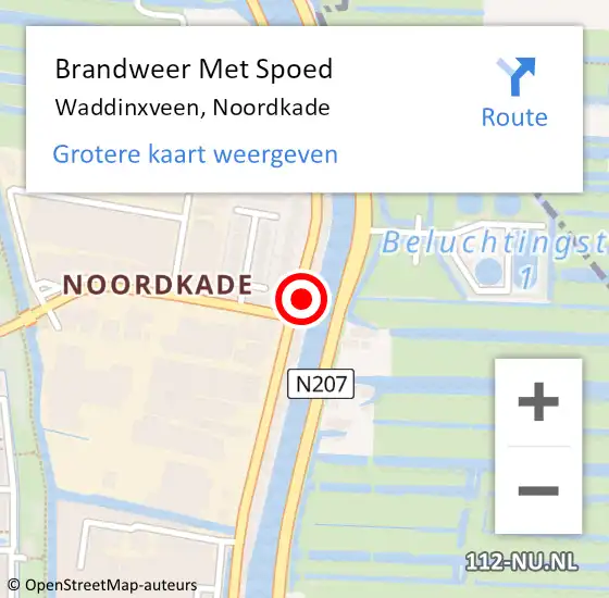 Locatie op kaart van de 112 melding: Brandweer Met Spoed Naar Waddinxveen, Noordkade op 15 februari 2014 08:54