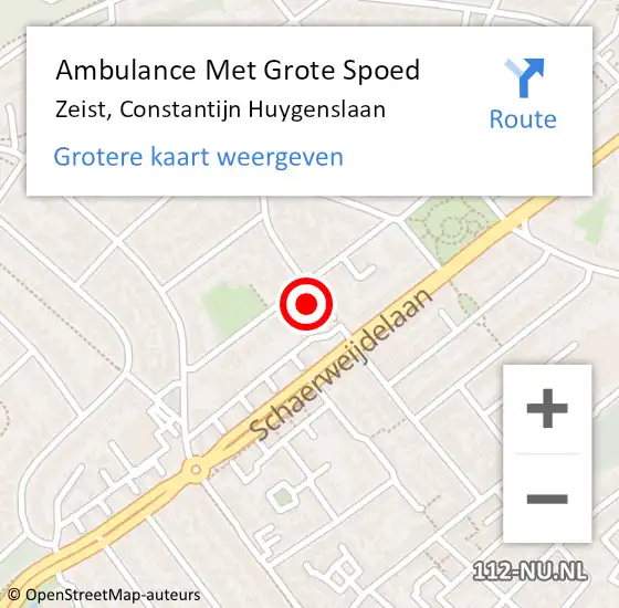 Locatie op kaart van de 112 melding: Ambulance Met Grote Spoed Naar Zeist, Constantijn Huygenslaan op 4 februari 2018 19:46